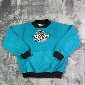Vintage Detroit Pistons Teal Fleece Crewneck Kids Size 5T Mighty Mac NBA